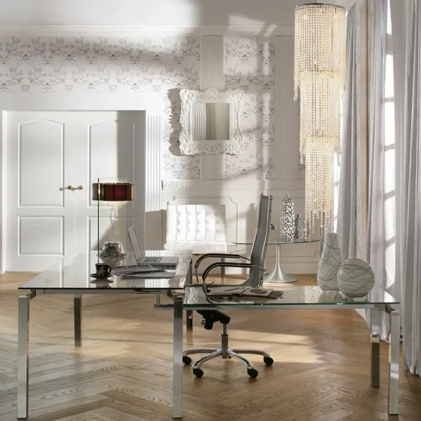 Scrivania D'angolo Lorenco Cromato 210x180cm - KARE