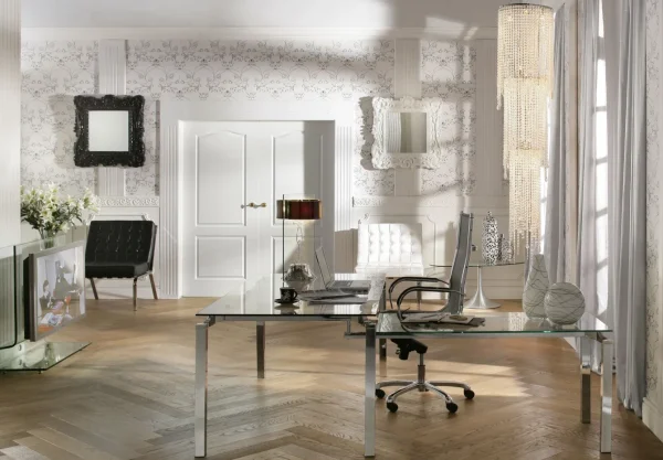 Scrivania D'angolo Lorenco Cromato 210x180cm - KARE