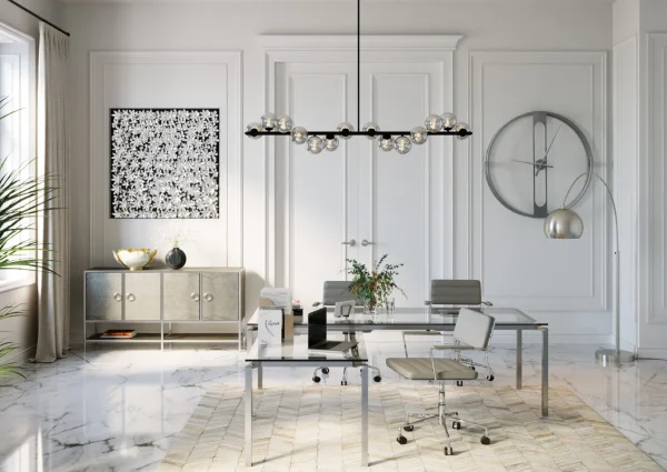 Scrivania D'angolo Lorenco Cromato 210x180cm - KARE