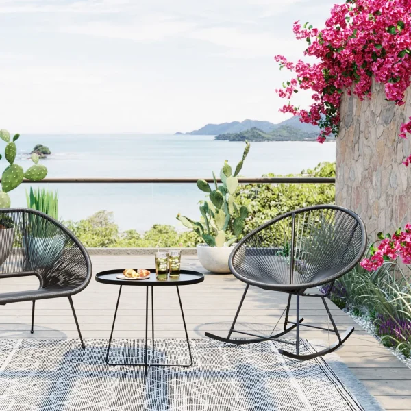 Sedia a dondolo Acapulco nero - KARE