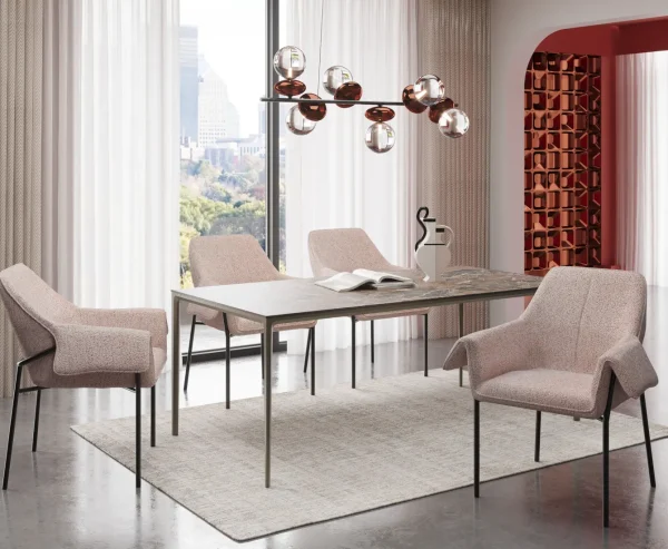 Sedia con braccioli Bess Beige Flitter - KARE
