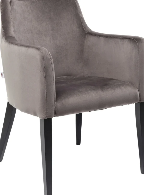 Sedia Con Braccioli Black Mode Velluto Grigio - KARE