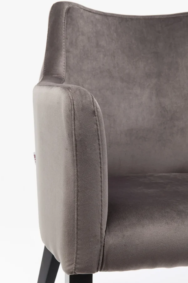 Sedia Con Braccioli Black Mode Velluto Grigio - KARE