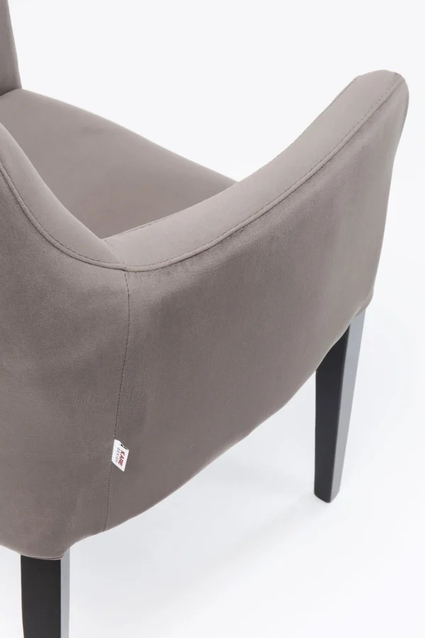 Sedia Con Braccioli Black Mode Velluto Grigio - KARE