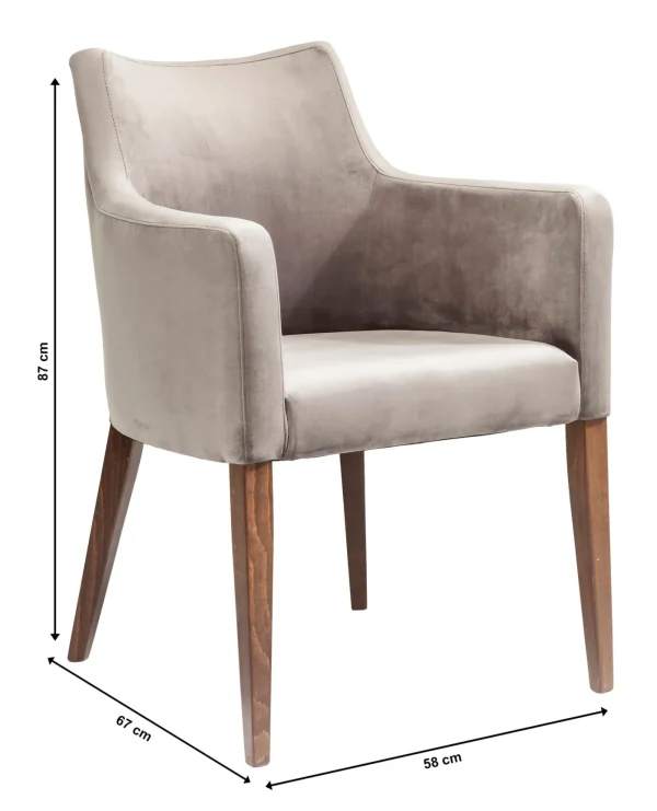 SEDIA CON BRACCIOLI MODE VELLUTO GRIGIO - KARE
