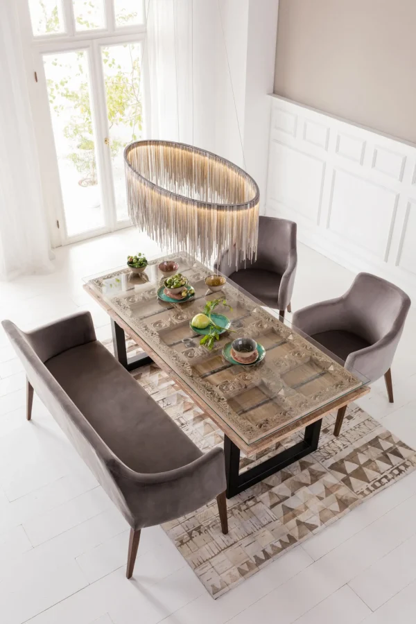 SEDIA CON BRACCIOLI MODE VELLUTO GRIGIO - KARE