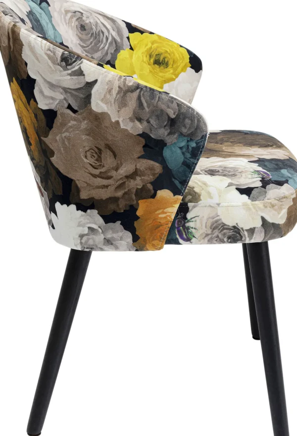 SEDIA CON BRACCIOLI PEONY FLOWER GIALLO - KARE