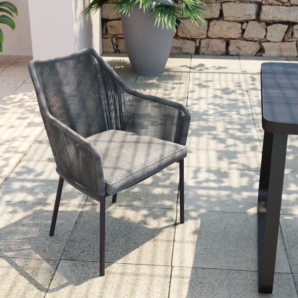 Sedia con braccioli Wave grigio - KARE