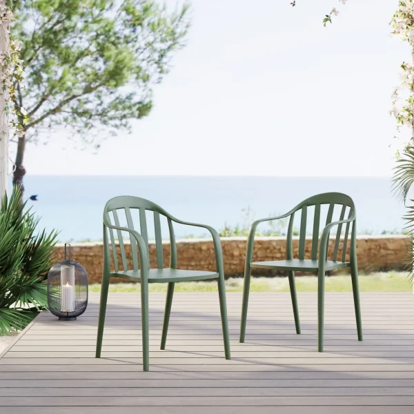 Sedia con braccioliFlores grigio-verde - KARE