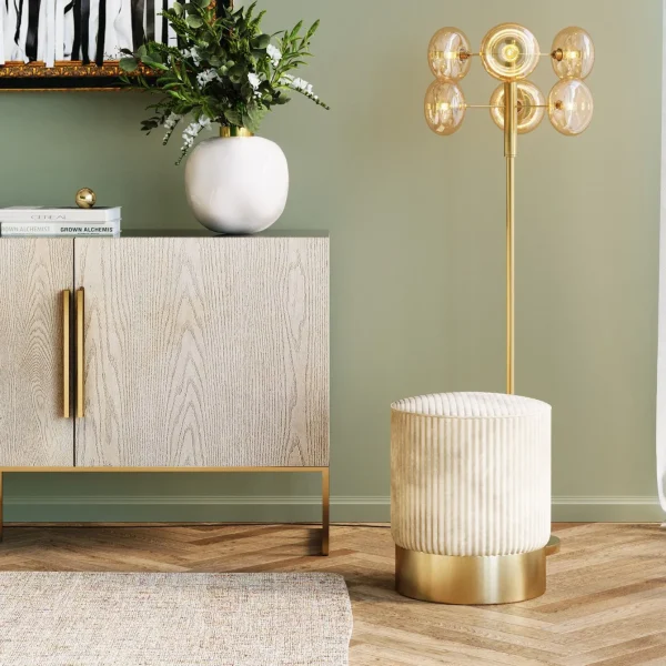 Sgabello Cherry beige Cord Brass Ø35cm - KARE