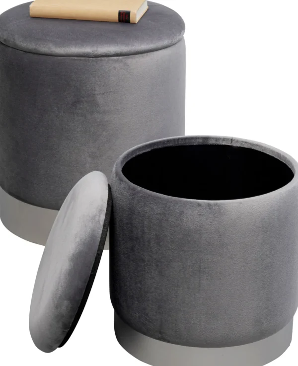 Sgabello Cherry Storage grigio argento (2/Set) - KARE