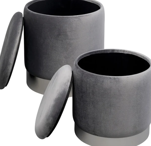 Sgabello Cherry Storage grigio argento (2/Set) - KARE