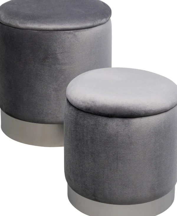 Sgabello Cherry Storage grigio argento (2/Set) - KARE