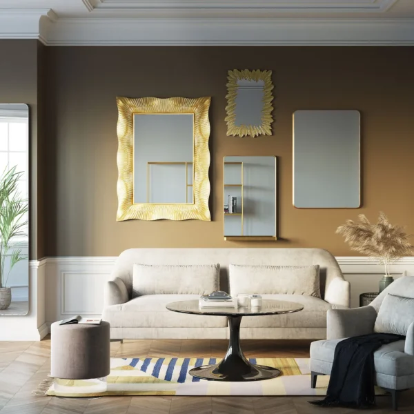 Specchio Jetset Quadrato Oro 94x64cm - KARE