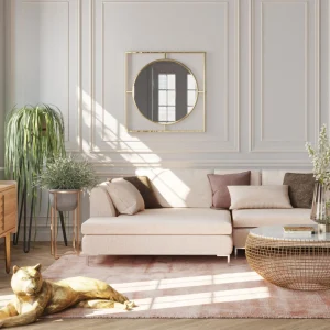 Specchio Standford frame Round Gold Ø90 cm - KARE