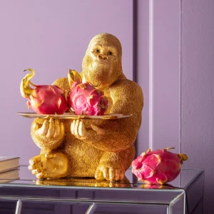 Statua "GORILLA" maggiordomo con vassoio color oro - KARE