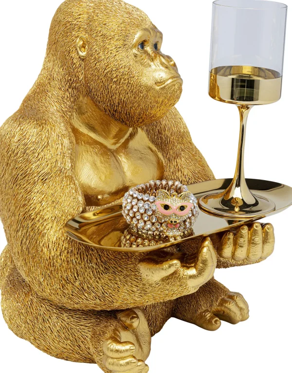 Statua "GORILLA" maggiordomo con vassoio color oro - KARE