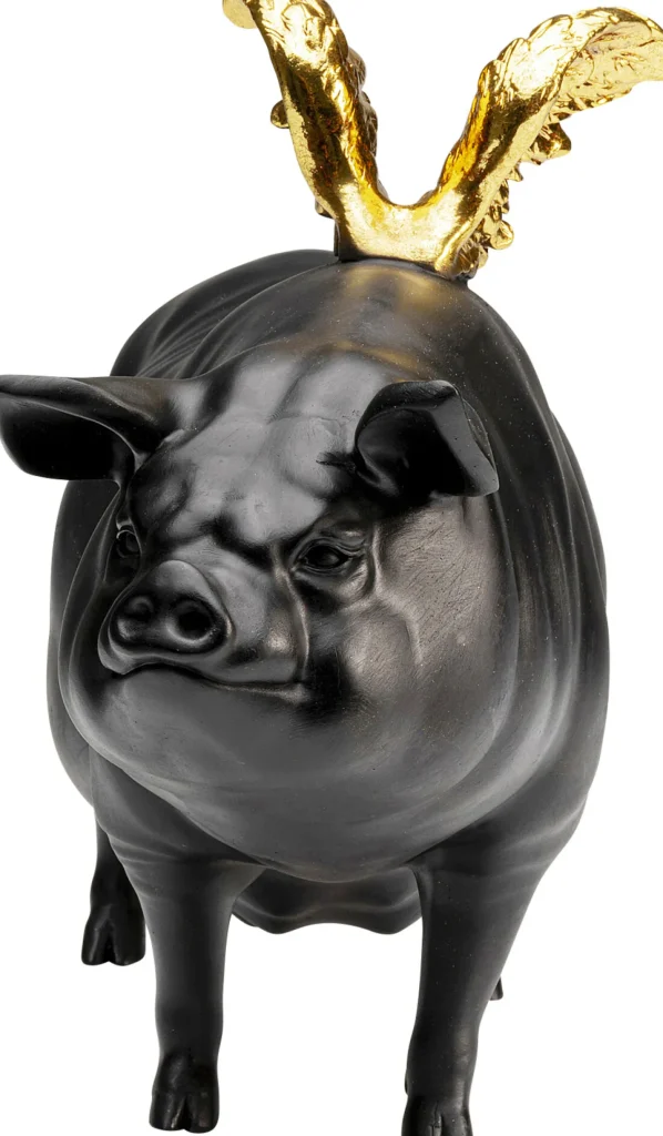 Statuetta decorativa Maiale volante nera 11 cm - KARE