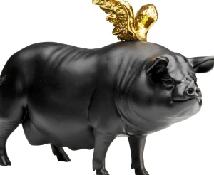 Statuetta decorativa Maiale volante nera 11 cm - KARE