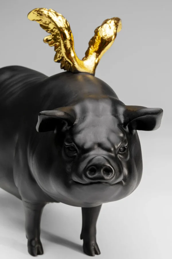 Statuetta decorativa Maiale volante nera 11 cm - KARE