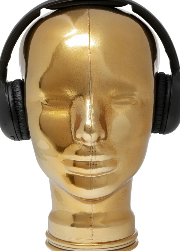 Supporto per cuffie a forma di testa color oro - KARE