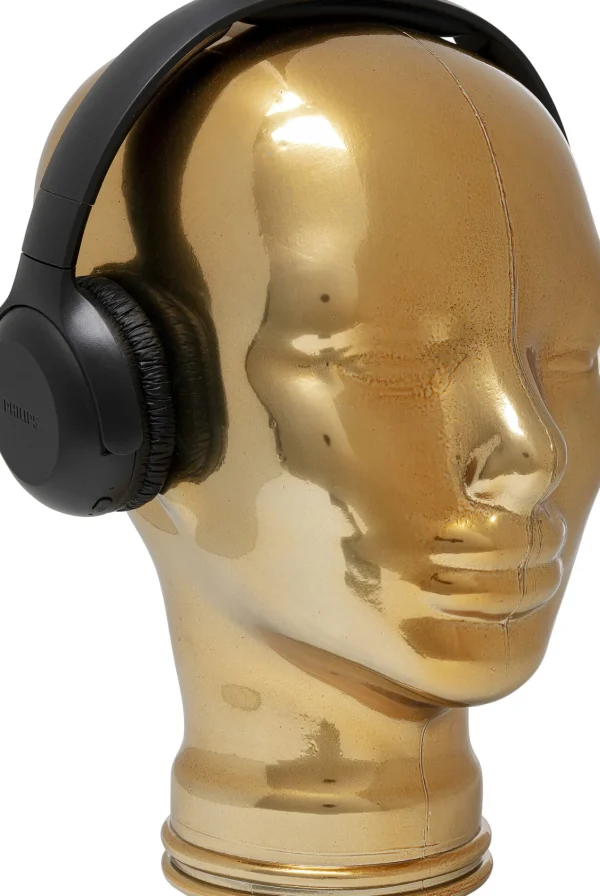 Supporto per cuffie a forma di testa color oro - KARE