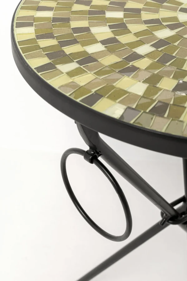 Tavolino da caffè Clack Mosaic verde oliva Ø35cm - KARE