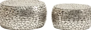 TAVOLINO DA CAFFÈ PEBBLES DELUXE ARGENTO (2/SET) - KARE