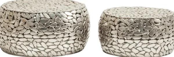 TAVOLINO DA CAFFÈ PEBBLES DELUXE ARGENTO (2/SET) - KARE