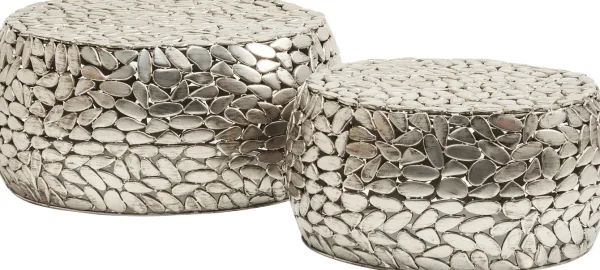 TAVOLINO DA CAFFÈ PEBBLES DELUXE ARGENTO (2/SET) - KARE