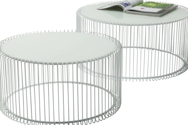 TAVOLINO DA CAFFÈ WIRE BIANCO (2/SET) - KARE