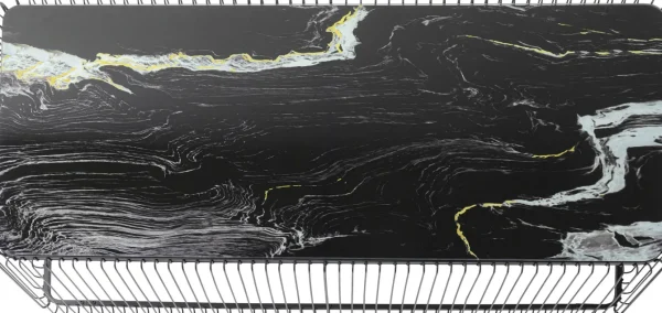 Tavolino da caffè Wire vetro marmo nero 145x70cm - KARE