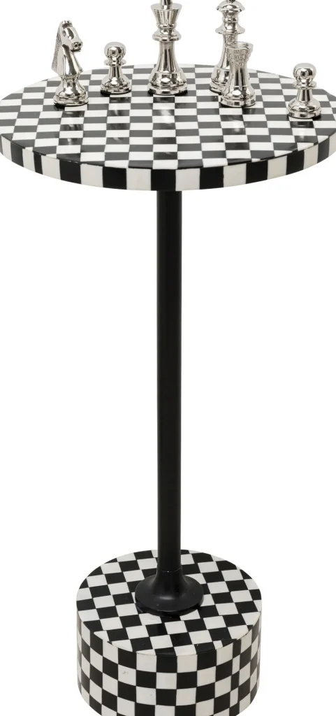 Tavolino d'appoggio Domero Chess nero bianco Ø25cm - KARE