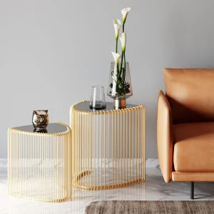 Tavolino d'appoggio Wire Triangle oro (2/Set) - KARE