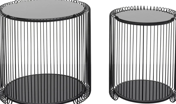 Tavolino d'appoggio Wire Cut Out nero (2/Set) - KARE