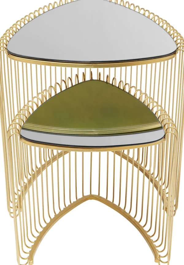 Tavolino d'appoggio Wire Triangle oro (2/Set) - KARE