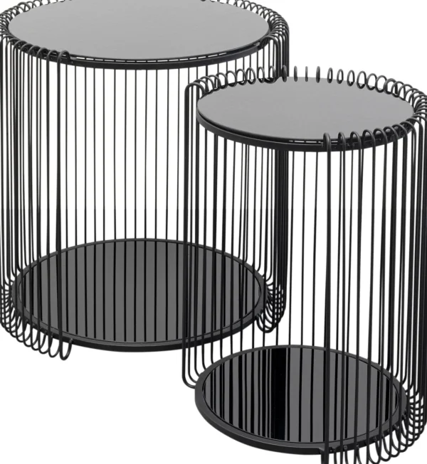 Tavolino d'appoggio Wire Cut Out nero (2/Set) - KARE