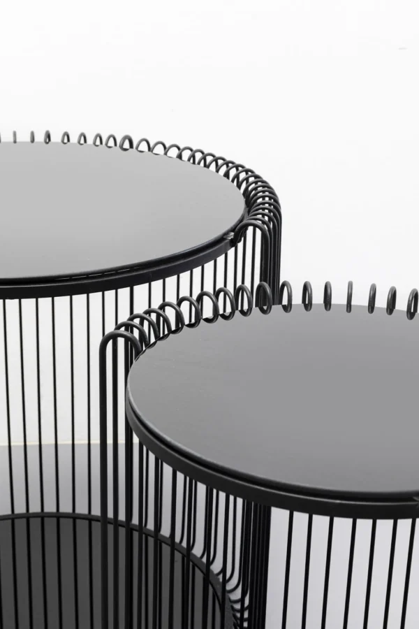 Tavolino d'appoggio Wire Cut Out nero (2/Set) - KARE