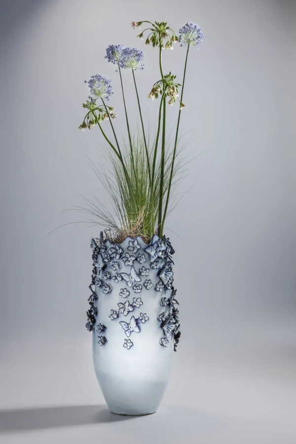 Vaso Butterflies Blu Chiaro 50cm - KARE