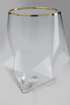 KARE Design Bicchiere da vino Diamond Gold Rim - KARE> Stoviglie|Bicchieri
