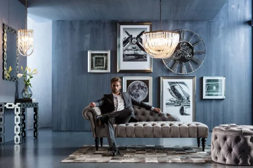 KARE Design Chaise Longue Desire Velluto Grigio Argento - KARE> Chaise Longue E Lettini