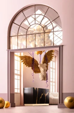 KARE Design Credenza Cracked nero oro 165x80cm - KARE></noscript> Credenze E Madie