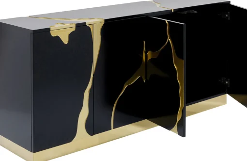 KARE Design Credenza Cracked nero oro 165x80cm - KARE> Credenze E Madie