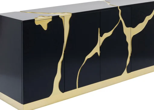 KARE Design Credenza Cracked nero oro 165x80cm - KARE> Credenze E Madie