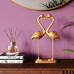 KARE Design Figura decorativa Flamingo Love oro 39cm - KARE></noscript> Statuette Decorative