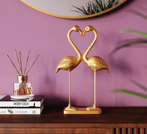 KARE Design Figura decorativa Flamingo Love oro 39cm - KARE> Statuette Decorative