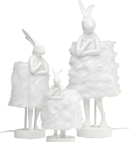 KARE Design Lampada da tavolo Animal Rabbit Fur bianco/argento 68cm - KARE> Lampade Da Tavolo