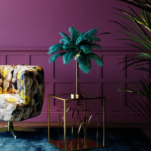 KARE Design Lampada da tavolo Feather Palm verde 60cm - KARE> Lampade Da Tavolo