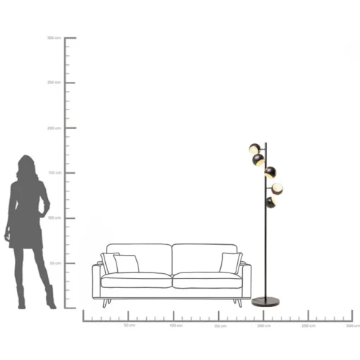 KARE Design Lampada da terra Calotta nero 5er 180cm - KARE> Lampade Da Terra