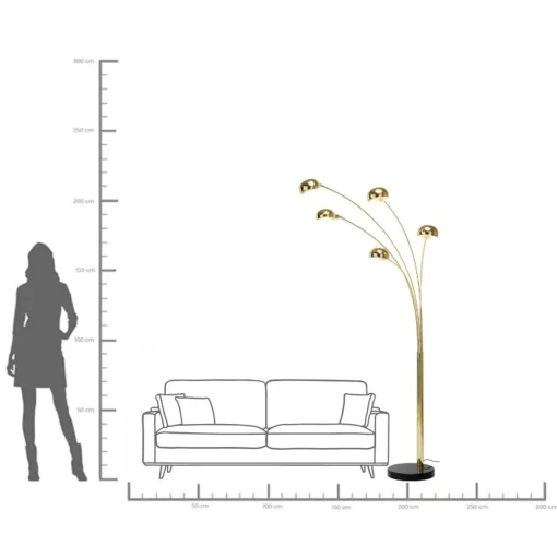 KARE Design LAMPADA DA TERRA FIVE FINGERS OTTONE - KARE> Lampade Da Terra